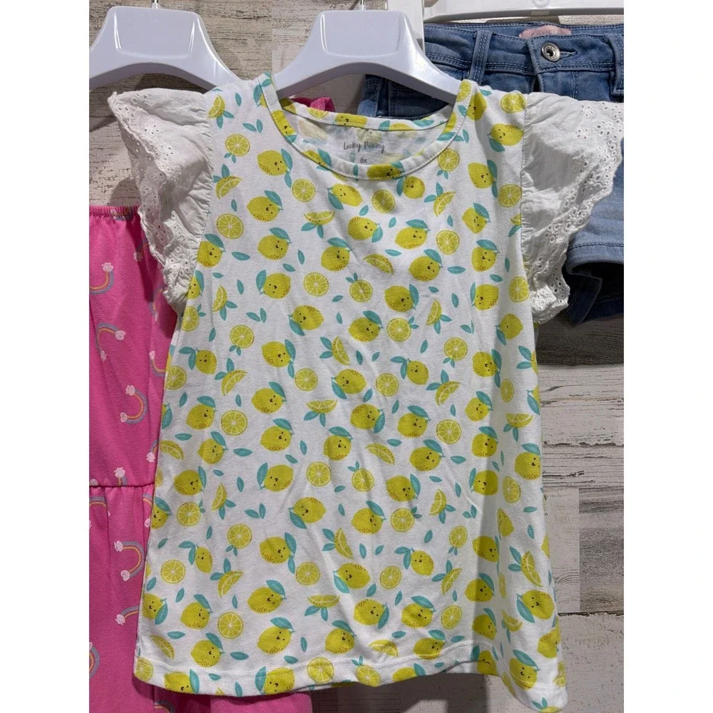 Lucky Penny Thereabouts Squeeze 3pc Outfit Lot Girls 6 Pink Blue Yellow